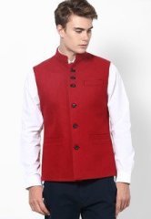 Monteil & Munero Maroon Waistcoats men