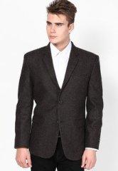 Monteil & Munero Solid Coffee Blazer men