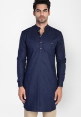 Mr Button Blue Linen Kurta men