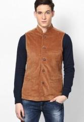 Mufti Solid Brown Waistcoat men