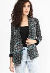 New Look Black Abstract Print Single Button Front Blazer women