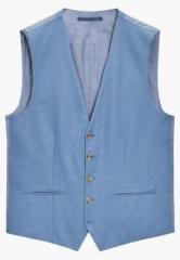 Next Blue Cotton Suit: Waistcoat men