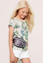 Next Green Leaf Print T Shirt girls