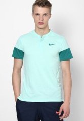 Nike Green Dri Fit Touch Solid Henley T Shirt men