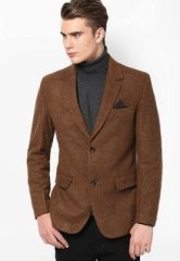 Okane Solid Brown Blazer men