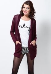 Only Plain Maroon Waterfall Shrug women