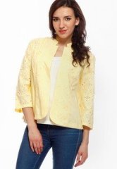 Ozel Embroidered Yellow Shrugs women