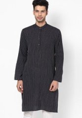 Parikrama Black Color Striped Kurta men