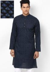 Parikrama Blue Black Long Sleeve Printed Kurta men