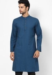 Parikrama Blue Solid Full Sleeve Kurta men