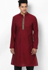 Parikrama Maroon Long Sleeve Printed Kurta men