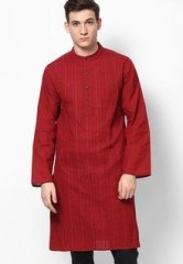 Parikrama Maroon Pintuck Long Sleeve Kurta men