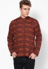 Parikrama Rust Color Printed Kurta men