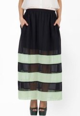 Peacot Black Panel Skirt women