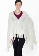 Peacot Off White Fringed Cape women