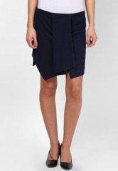 Peacot Solid Navy Blue Skirt women