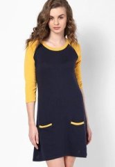 People Blue 3/4Th Sleeve Shift Dress women