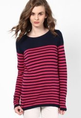 People Navy Blue Full Sleeve Top women