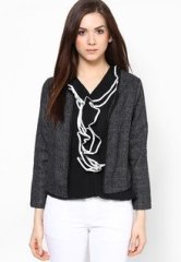 People Polyester Blend Grey Jacket & Blazer women