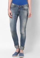 Pepe Jeans Solid Blue Jeans women