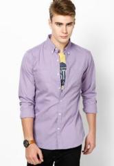 Phosphorus Lavender Solid Small Button Down Collar Full Sleeve Shirt men