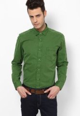 Phosphorus Olive Full Sleeve Over Dyed Shirt men