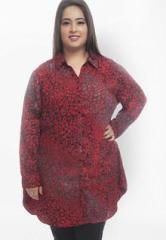 Pluss Full Sleeves Red Printed Tunics women