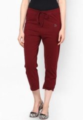 Pluss Maroon Ladies Track Capri With Regular Fit women