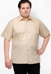 Pluss Solid Beige Casual Shirt men