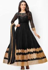 Prafful Black Embroidered Dress Material women