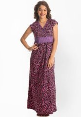 Prettysecrets Flirty Fuschia Animal Soft Cotton Long Nighty women