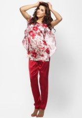 Private Lives Maroon Printed Nightwear Set women