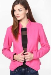 Punk Pink Solid Winter Jacket women