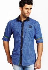 R&c Checks Blue Casual Shirt men