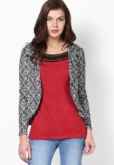 Raindrops Grey Printed Winter Jacket women