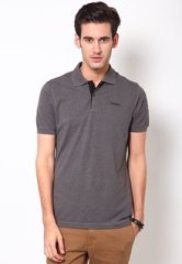 Reebok Dark Grey Solid Polo T Shirts men