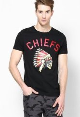 Ringspun Black Chief Crew Neck T Shirt men