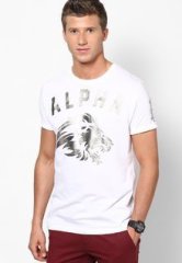 Ringspun White Alpha Crew Neck T Shirt men