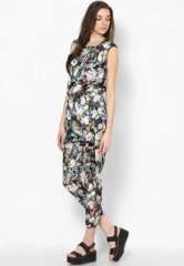 River Island Black Floral Print Boilersuit women