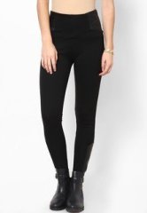 River Island Black Pu Zip Hem Legging women