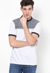 River Island Grey Printed Yoke Henley T Shirt men