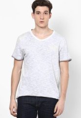 River Island Grey Slub V Neck T Shirt men