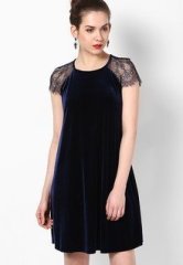 River Island Velvet Freddie Lace Sleeve Dress women