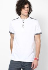 River Island White Henley T Shirt men