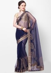 Rohit Bal For Jabong Hand Block Printed Net Saree Blouse Set women