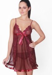 Ruby Red Lace Babydoll With G String women