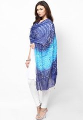 Ruhaans Bandhej & Handwork Navy Blue Dupatta women