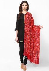 Ruhaans Bandhej & Handwork Red Dupatta women