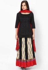 Ruhaans Gold Printed Red Cotton Dupatta women