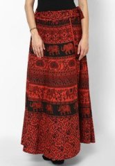 Ruhaans Red Printed Skirt women